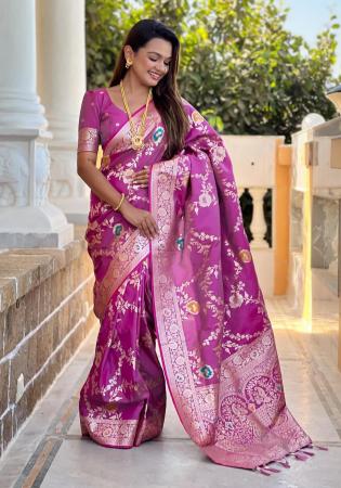 Picture of Wonderful Silk Pale Violet Red Saree
