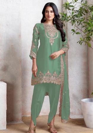 Picture of Chiffon Slate Grey Straight Cut Salwar Kameez