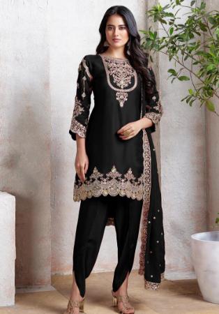 Picture of Lovely Chiffon Black Straight Cut Salwar Kameez