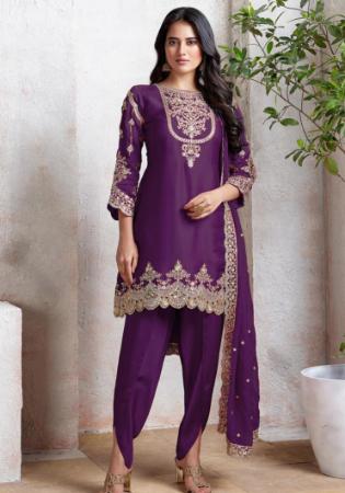 Picture of Pleasing Chiffon Brown Straight Cut Salwar Kameez