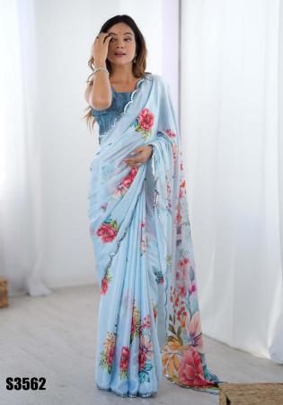 Picture of Alluring Chiffon Light Blue Saree