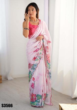 Picture of Charming Chiffon Azure Saree