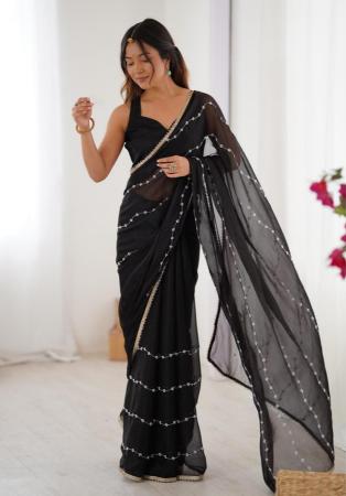 Picture of Exquisite Chiffon Black Saree