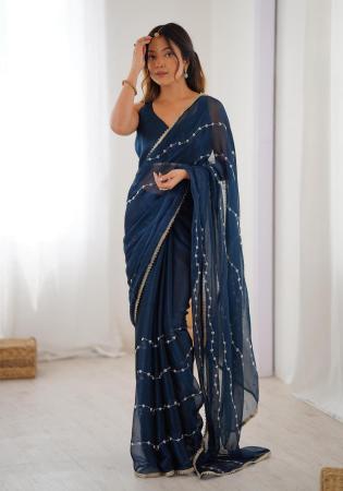 Picture of Beauteous Chiffon Dark Slate Grey Saree