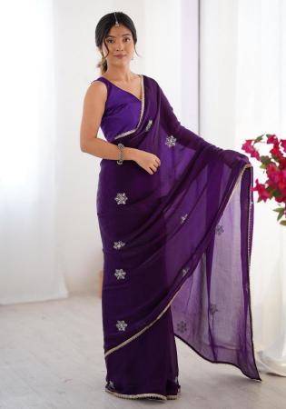 Picture of Graceful Chiffon Purple Saree