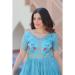 Picture of Chiffon & Georgette Medium Turquoise Readymade Gown