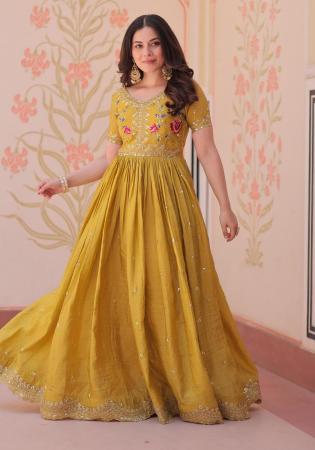 Picture of Chiffon & Georgette Saddle Brown Readymade Gown