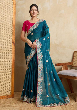 Picture of Stunning Silk Teal Saree