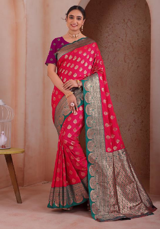 Picture of Alluring Silk Indian Red Saree