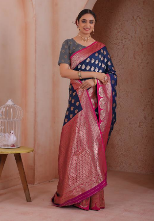 Picture of Shapely Silk Midnight Blue Saree