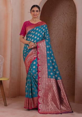 Picture of Beautiful Silk Dark Slate Grey Saree