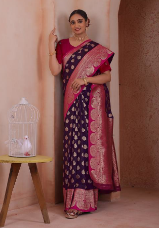 Picture of Magnificent Silk Dark Olive Green Saree