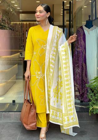 Picture of Marvelous Chiffon Golden Readymade Salwar Kameez