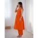 Picture of Amazing Cotton Orange Red Readymade Salwar Kameez