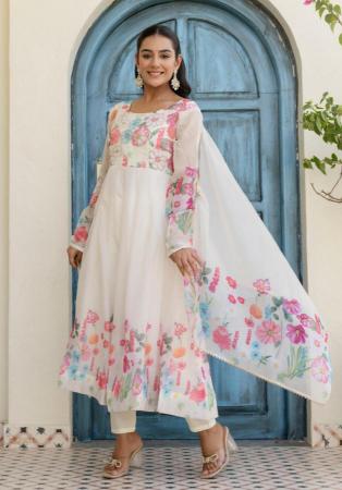 Picture of Silk & Organza Off White Readymade Salwar Kameez
