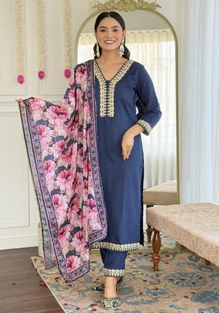 Picture of Chiffon Dark Slate Grey Readymade Salwar Kameez