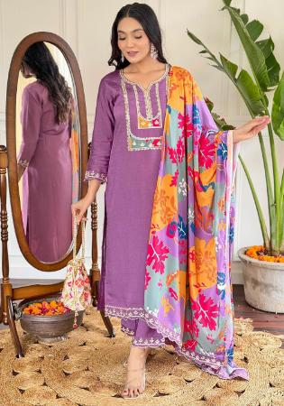 Picture of Statuesque Chiffon Purple Readymade Salwar Kameez
