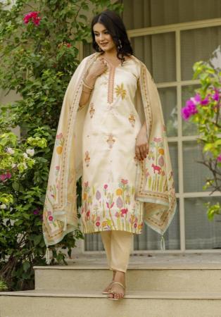 Picture of Grand Silk Beige Readymade Salwar Kameez