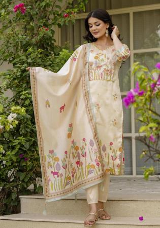 Picture of Shapely Silk Beige Readymade Salwar Kameez