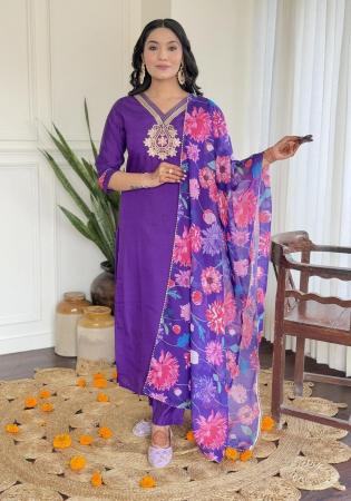 Picture of Nice Silk Dark Orchid Readymade Salwar Kameez