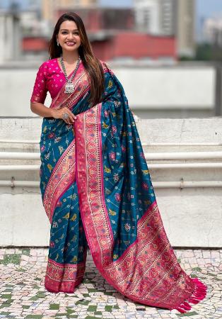 Picture of Ravishing Silk Teal Saree