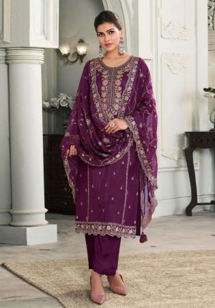Picture of Pleasing Silk Brown Straight Cut Salwar Kameez