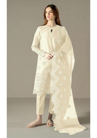 Picture of Comely Cotton Beige Straight Cut Salwar Kameez