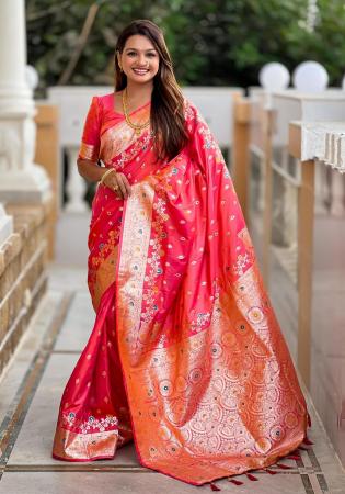 Picture of Classy Silk Tomato Saree