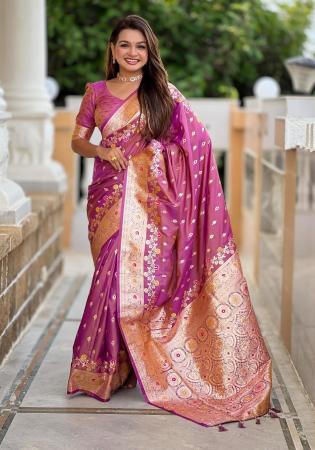 Picture of Good Looking Silk Pale Violet Red Saree