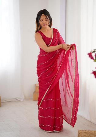 Picture of Resplendent Chiffon Dark Red Saree