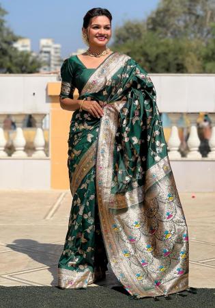 Picture of Sublime Silk Dark Green Saree