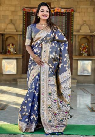 Picture of Magnificent Silk Slate Grey Saree