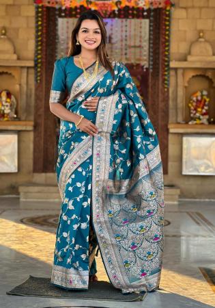 Picture of Splendid Silk Teal Saree