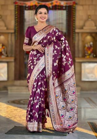 Picture of Beautiful Silk Maroon Saree