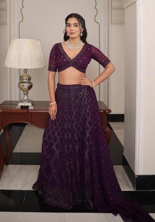 Picture of Superb Georgette Purple Lehenga Choli