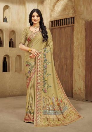 Picture of Fascinating Crepe & Silk Dark Khaki Saree