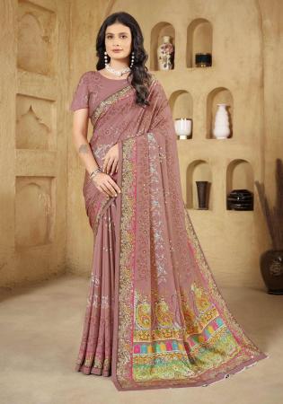 Picture of Appealing Crepe & Silk Rosy Brown Saree