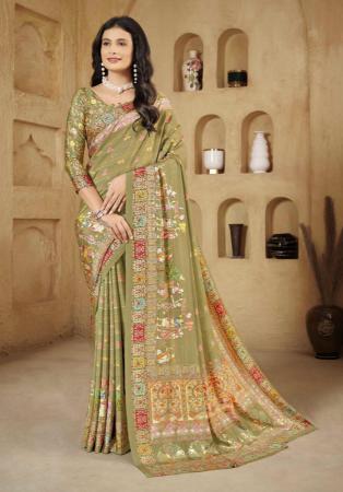 Picture of Bewitching Crepe & Silk Dark Khaki Saree