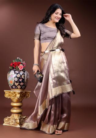 Picture of Stunning Organza Plum Saree