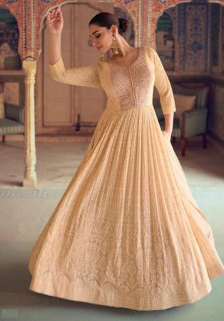 Picture of Georgette Dark Khaki Straight Cut Salwar Kameez