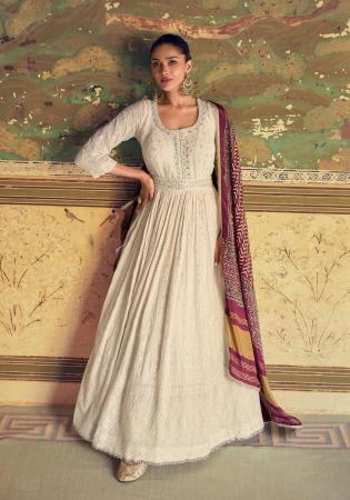 Picture of Georgette Ghost White Straight Cut Salwar Kameez