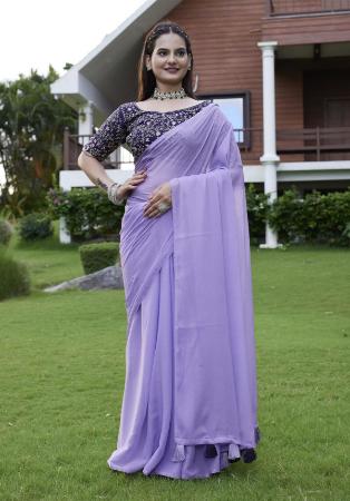 Picture of Comely Georgette Slate Blue Saree