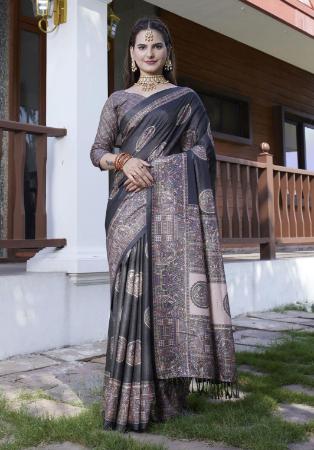 Picture of Delightful Crepe Dark Slate Grey Saree