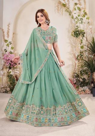 Picture of Comely Georgette Dark Sea Green Lehenga Choli