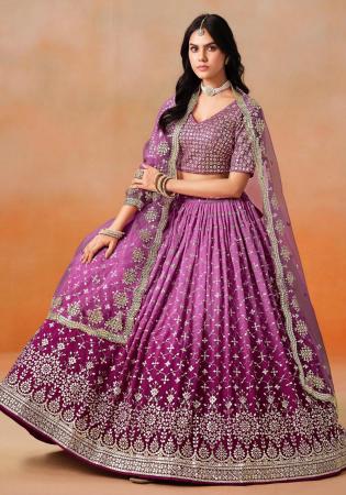Picture of Delightful Georgette Plum Lehenga Choli