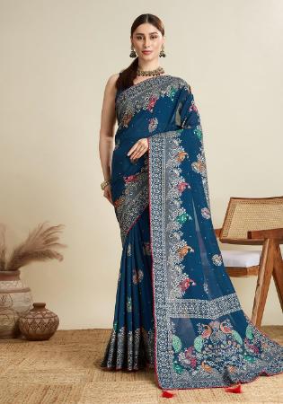 Picture of Appealing Cotton Midnight Blue Saree