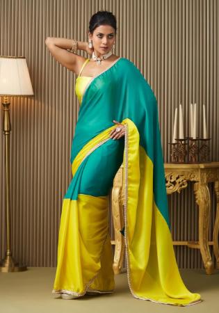 Picture of Taking Cotton & Organza Dark Cyan Saree