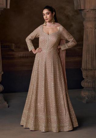 Picture of Chiffon Dark Olive Green Anarkali Salwar Kameez