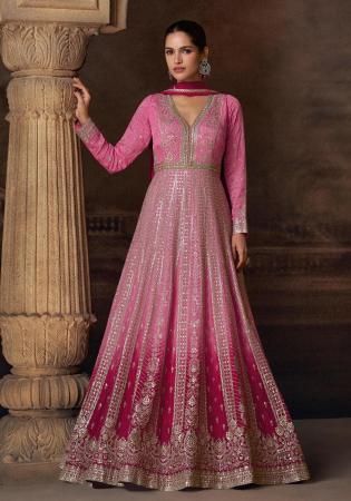Picture of Alluring Chiffon Rosy Brown Anarkali Salwar Kameez