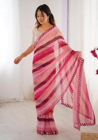Picture of Beauteous Chiffon Pale Violet Red Saree